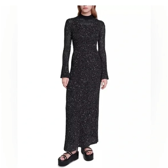 Maje Dresses & Skirts - Maje Black Sparkle Long Sleeve Dress